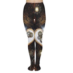 Steampunk, Awesome Heart With Clocks And Gears Women s Tights by FantasyWorld7