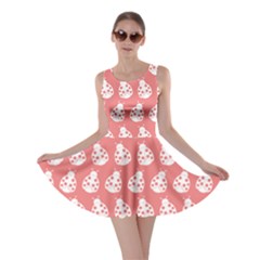 Coral And White Lady Bug Pattern Skater Dresses by GardenOfOphir