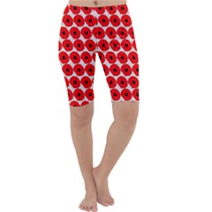 Red Peony Flower Pattern Cropped Leggings by GardenOfOphir