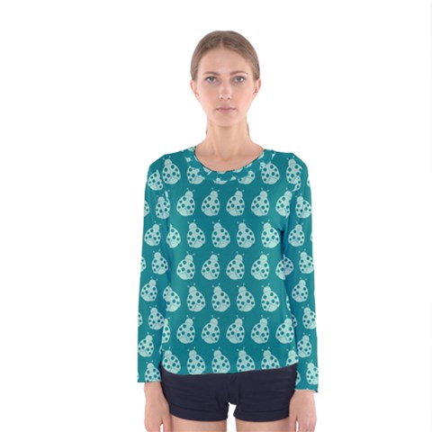 Ladybug Vector Geometric Tile Pattern Women s Long Sleeve T-shirts by creativemom