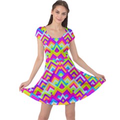 Colorful Trendy Chic Modern Chevron Pattern Cap Sleeve Dresses by GardenOfOphir
