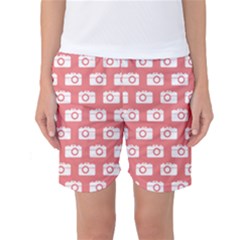 Modern Chic Vector Camera Illustration Pattern Women s Basketball Shorts by GardenOfOphir