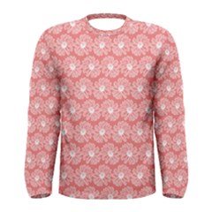 Coral Pink Gerbera Daisy Vector Tile Pattern Men s Long Sleeve T-shirts by GardenOfOphir