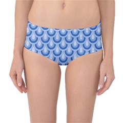 Awesome Retro Pattern Blue Mid-waist Bikini Bottoms by ImpressiveMoments