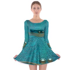 Wonderful Decorative Design With Floral Elements Long Sleeve Skater Dress by FantasyWorld7