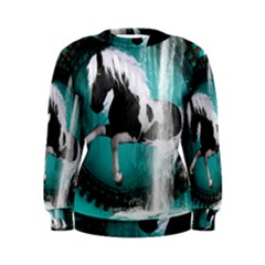 Beautiful Horse With Water Splash  Women s Sweatshirts by FantasyWorld7