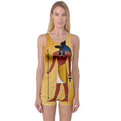 Anubis, Ancient Egyptian God Of The Dead Rituals  Women s Boyleg One Piece Swimsuits by FantasyWorld7