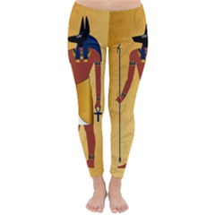 Anubis, Ancient Egyptian God Of The Dead Rituals  Winter Leggings by FantasyWorld7