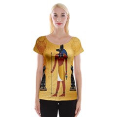 Anubis, Ancient Egyptian God Of The Dead Rituals  Women s Cap Sleeve Top by FantasyWorld7