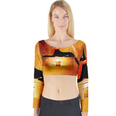Anubis, Ancient Egyptian God Of The Dead Rituals  Long Sleeve Crop Top by FantasyWorld7