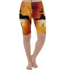 Anubis, Ancient Egyptian God Of The Dead Rituals  Cropped Leggings by FantasyWorld7