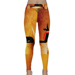 Anubis, Ancient Egyptian God Of The Dead Rituals  Yoga Leggings by FantasyWorld7