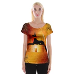 Anubis, Ancient Egyptian God Of The Dead Rituals  Women s Cap Sleeve Top by FantasyWorld7