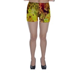 Glowing Colorful Flowers Skinny Shorts by FantasyWorld7