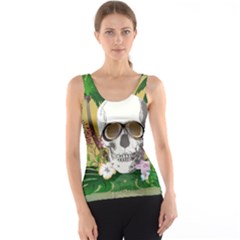 Funny Skull With Sunglasses And Palm Tank Tops by FantasyWorld7