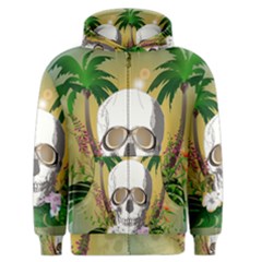 Funny Skull With Sunglasses And Palm Men s Zipper Hoodies