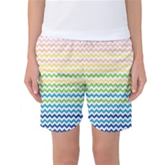 Pastel Gradient Rainbow Chevron Women s Basketball Shorts by CraftyLittleNodes