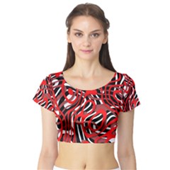 Ribbon Chaos Red Short Sleeve Crop Top by ImpressiveMoments