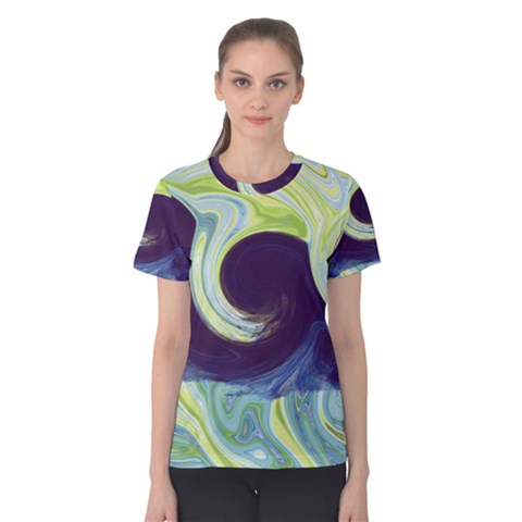 Abstract Ocean Waves Women s Cotton Tees by digitaldivadesigns