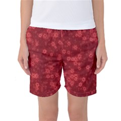 Snow Stars Red Women s Basketball Shorts by ImpressiveMoments
