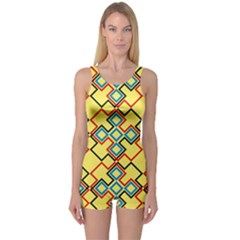 Shapes On A Yellow Background Women s Boyleg One Piece Swimsuit by LalyLauraFLM
