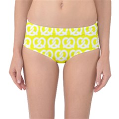 Yellow Pretzel Illustrations Pattern Mid-waist Bikini Bottoms by GardenOfOphir