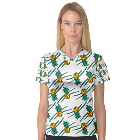 Pineapple Pattern Women s V-neck Sport Mesh Tee by Famous