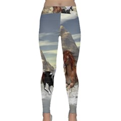 Beautiful Horses Running In A River Yoga Leggings by FantasyWorld7