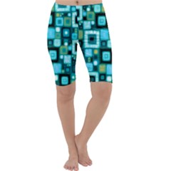 Teal Squares Cropped Leggings by KirstenStarFashion