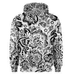 Black Floral Damasks Pattern Baroque Style Men s Pullover Hoodies by Dushan