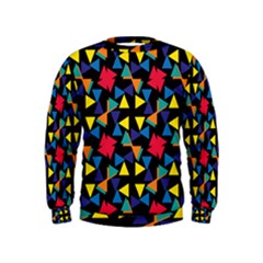Colorful Triangles And Flowers Pattern  Kid s Sweatshirt