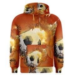 Soccer With Fire And Flame And Floral Elelements Men s Pullover Hoodies
