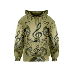Decorative Clef With Damask In Soft Green Kids Zipper Hoodies by FantasyWorld7