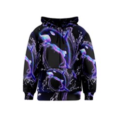 Orca With Glowing Line Jumping Out Of A Circle Mad Of Water Kids Zipper Hoodies