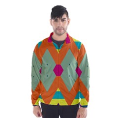 Colorful Rhombus And Stripes Wind Breaker (men) by LalyLauraFLM