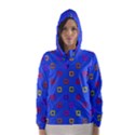 3d squares on a blue background Hooded Wind Breaker (Women) View1