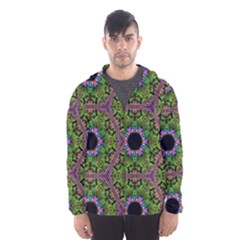 Repeated Geometric Circle Kaleidoscope Hooded Wind Breaker (men) by canvasngiftshop