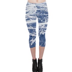 Blue And White Art Capri Leggings by trendistuff