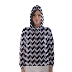 Modern Retro Chevron Patchwork Pattern  Hooded Wind Breaker (women) by GardenOfOphir