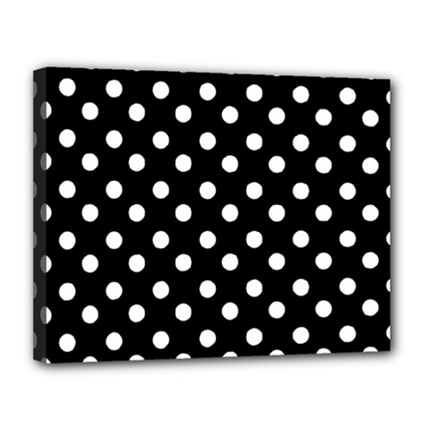 Black And White Polka Dots Canvas 14  X 11  by creativemom
