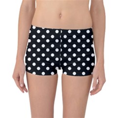 Black And White Polka Dots Reversible Boyleg Bikini Bottoms by GardenOfOphir