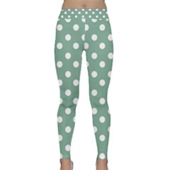 Mint Green Polka Dots Yoga Leggings by GardenOfOphir