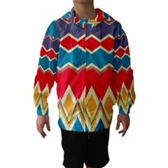 Chevrons And Rhombus Hooded Wind Breaker (kids) by LalyLauraFLM