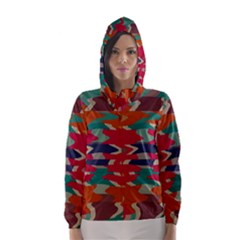 Retro Colors Distorted Shapes Hooded Wind Breaker (women) by LalyLauraFLM
