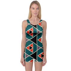 Triangles In Retro Colors Pattern Women s Boyleg One Piece Swimsuit by LalyLauraFLM