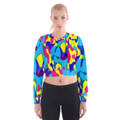 Colorful Chaos   Women s Cropped Sweatshirt by LalyLauraFLM