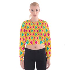 Colorful Stars Pattern   Women s Cropped Sweatshirt by LalyLauraFLM