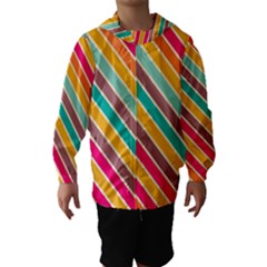 Colorful Diagonal Stripes Hooded Wind Breaker (kids) by LalyLauraFLM