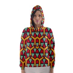 Honeycombs Triangles And Other Shapes Pattern Hooded Wind Breaker (women) by LalyLauraFLM