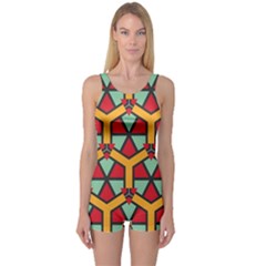 Honeycombs Triangles And Other Shapes Pattern Women s Boyleg One Piece Swimsuit by LalyLauraFLM